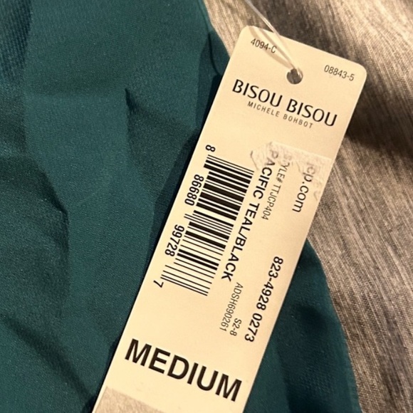 Bisou Bisou Teal Black Lace Detail Sleeveless V-neck Blouse - Picture 4 of 5